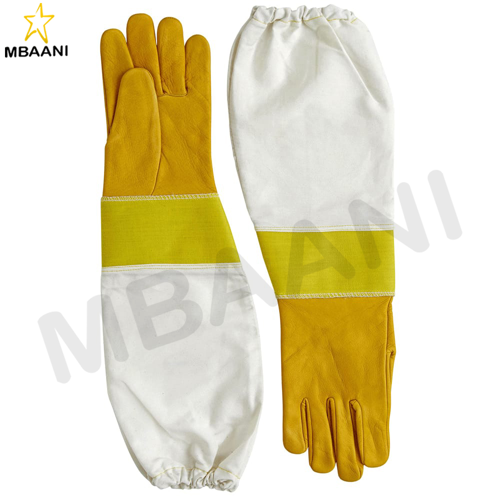 Goatskin Beekeeping Gloves with Three Layer And Full Cotton Sleeves.