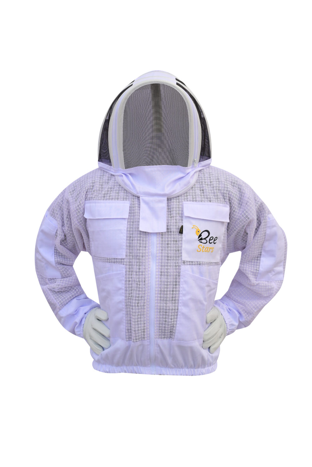 White 3 Layer Bee Jacket With Fencing Veil