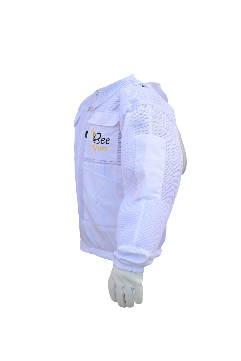 White Cotton Bee Jacket With Fencing Veil - Image 6