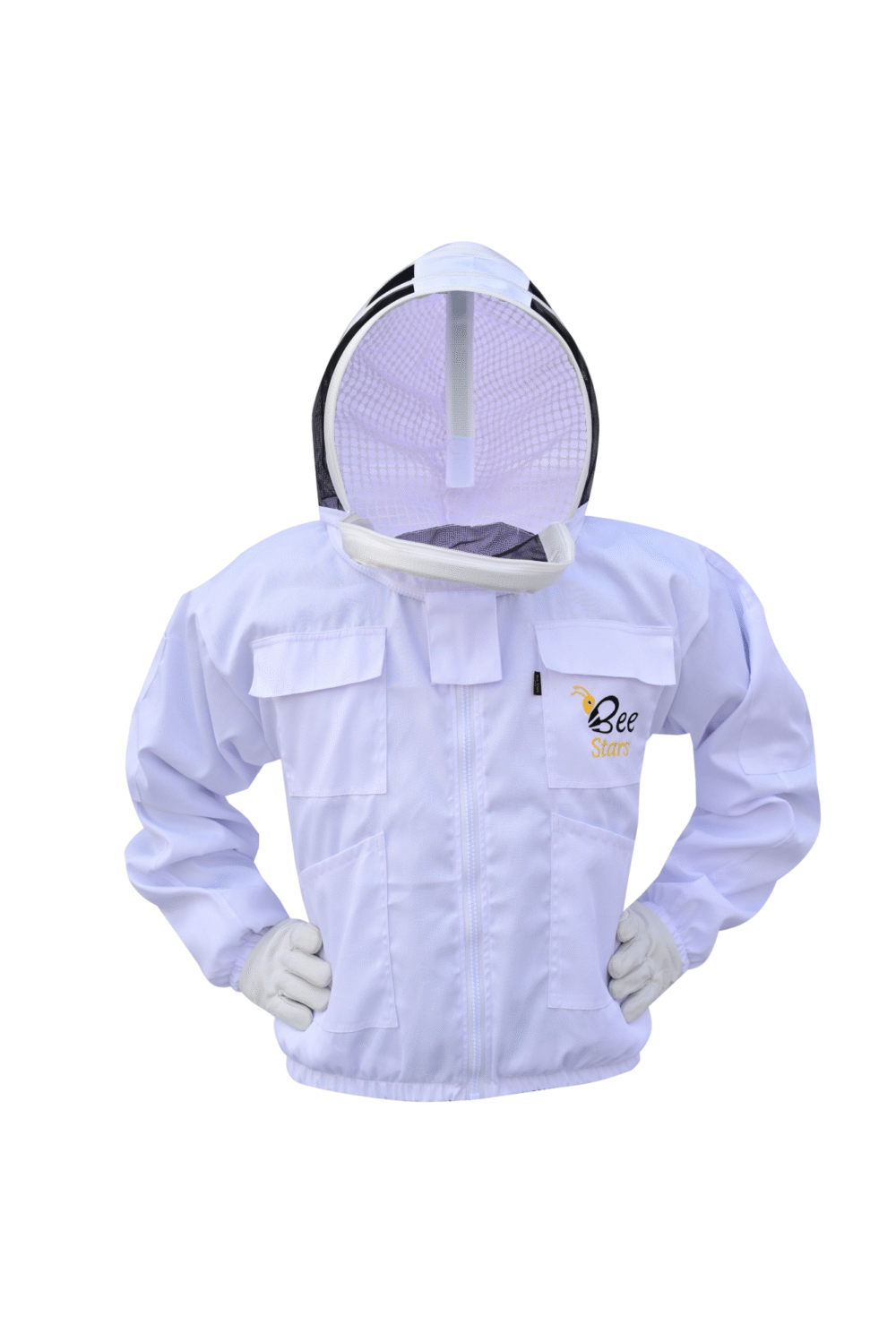 White Cotton Bee Jacket With Fencing Veil