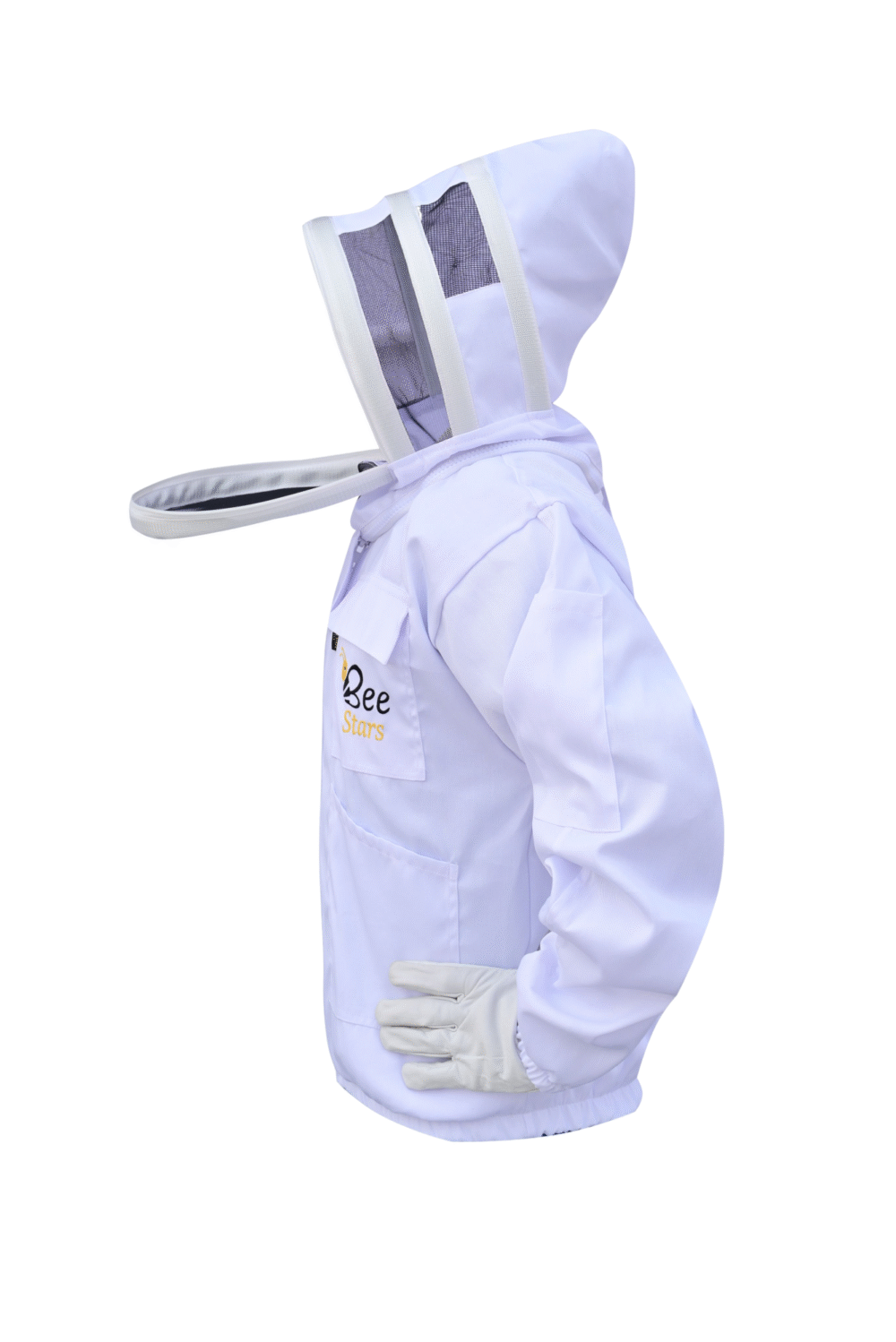 White Cotton Bee Jacket With Fencing Veil - Image 3