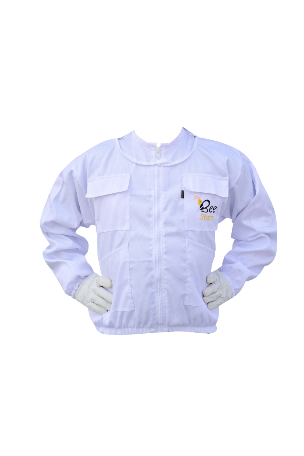 White Cotton Bee Jacket With Fencing Veil - Image 5
