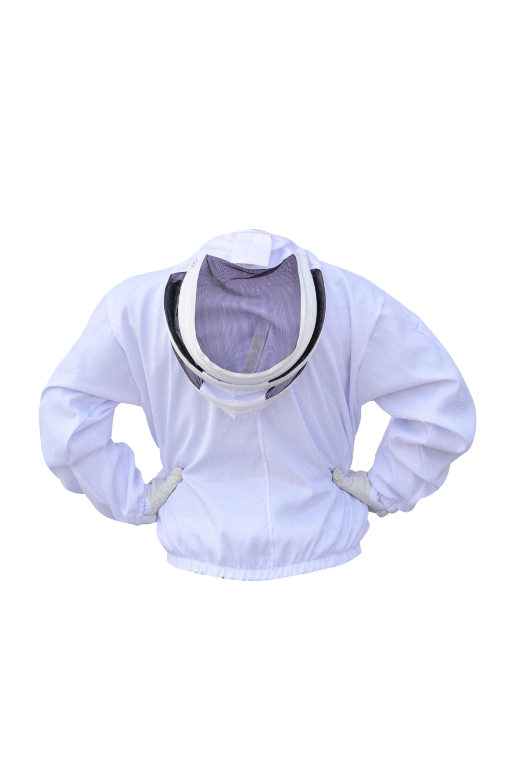 White Cotton Bee Jacket With Fencing Veil - Image 4