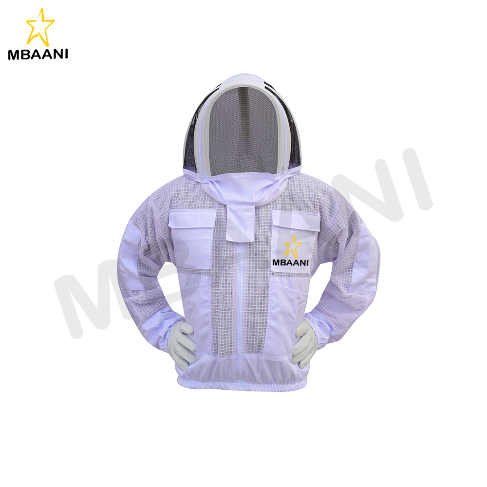White 3 Layer Bee Jacket With Fencing Veil