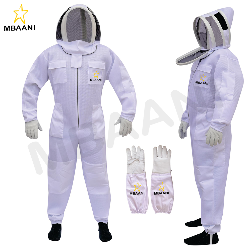 White Air Mesh Bee Suit With Fencing Veil