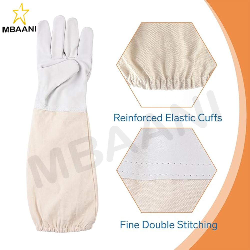 Beekeeping Goatskin Gloves with Cotton Sleeves.