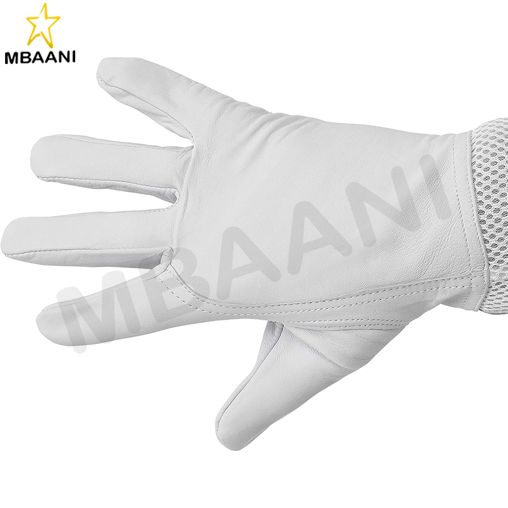 Leather Goatskin Beekeeping Gloves with Full Cotton And Three Layer Sleeves.