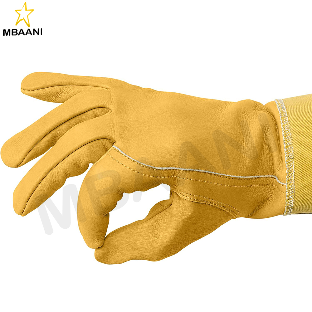 Goatskin Beekeeping Gloves with Three Layer And Full Cotton Sleeves.
