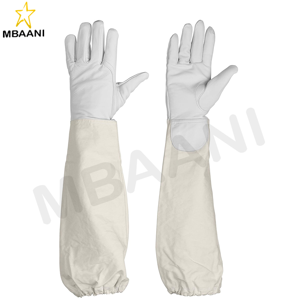 Goatskin Beekeeping Gloves with Cotton Sleeves.