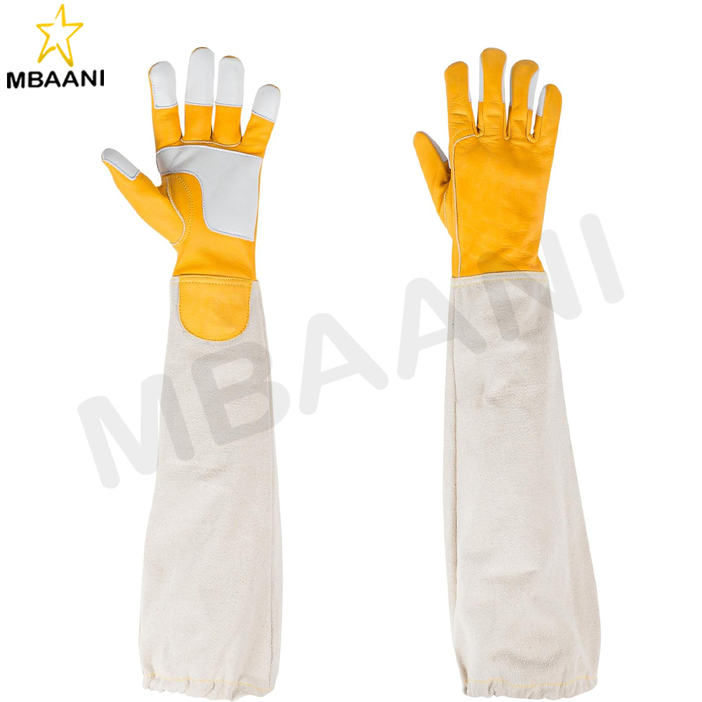 Goatskin Beekeeping Gloves with Cotton Sleeves.