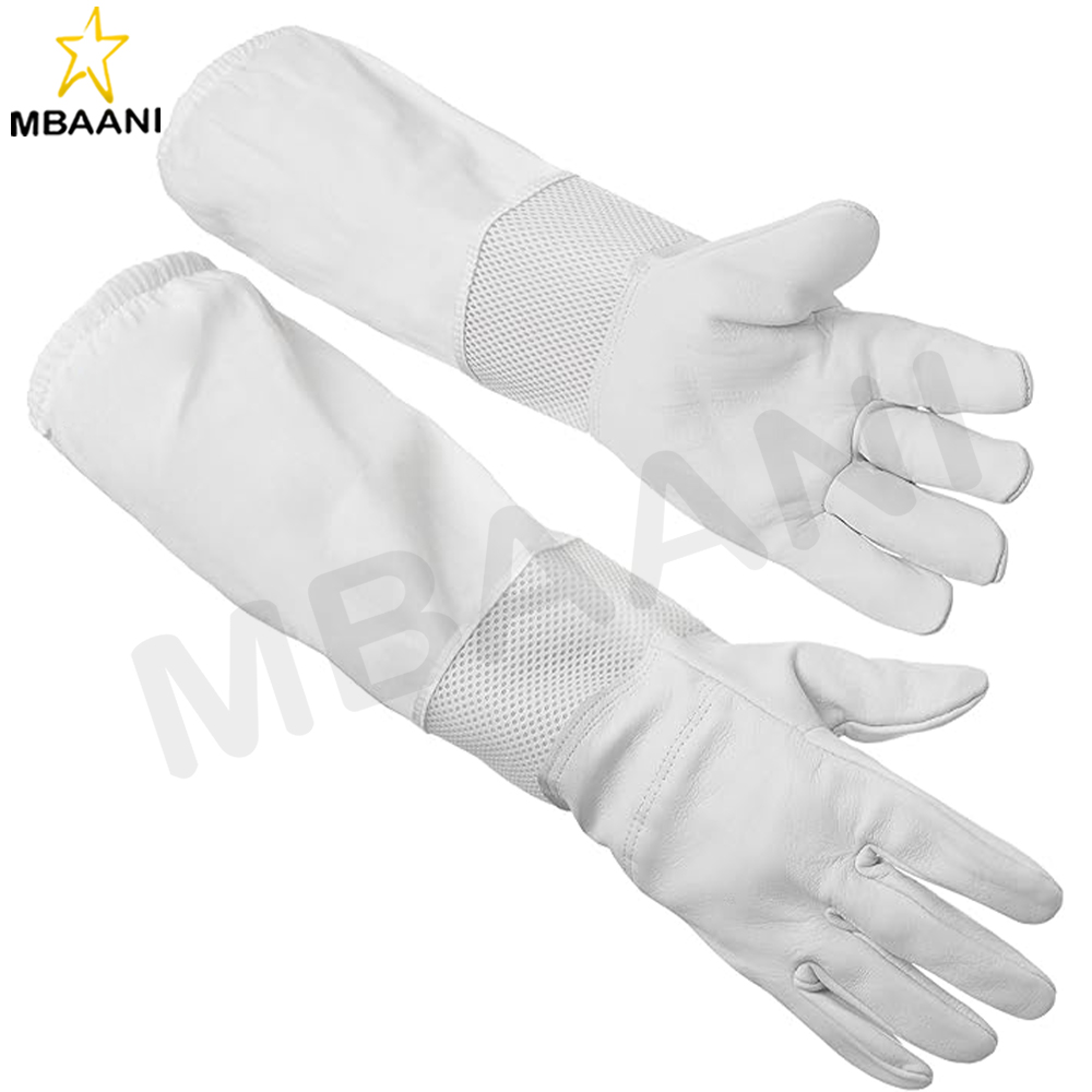 Leather Goatskin Beekeeping Gloves With Cotton And  Three Layer Sleeves.