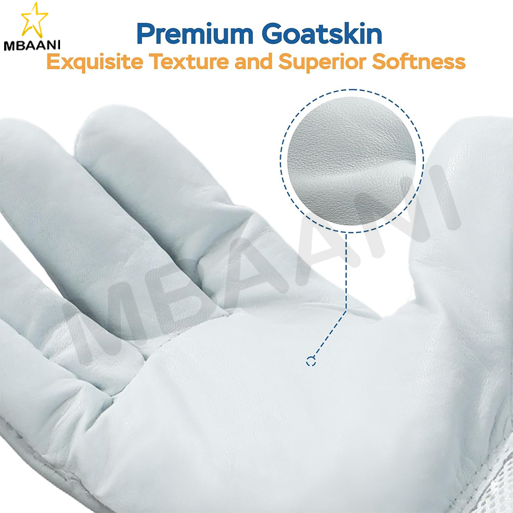 Leather Beekeeping Gloves With Three Layer And Cotton Sleeves.