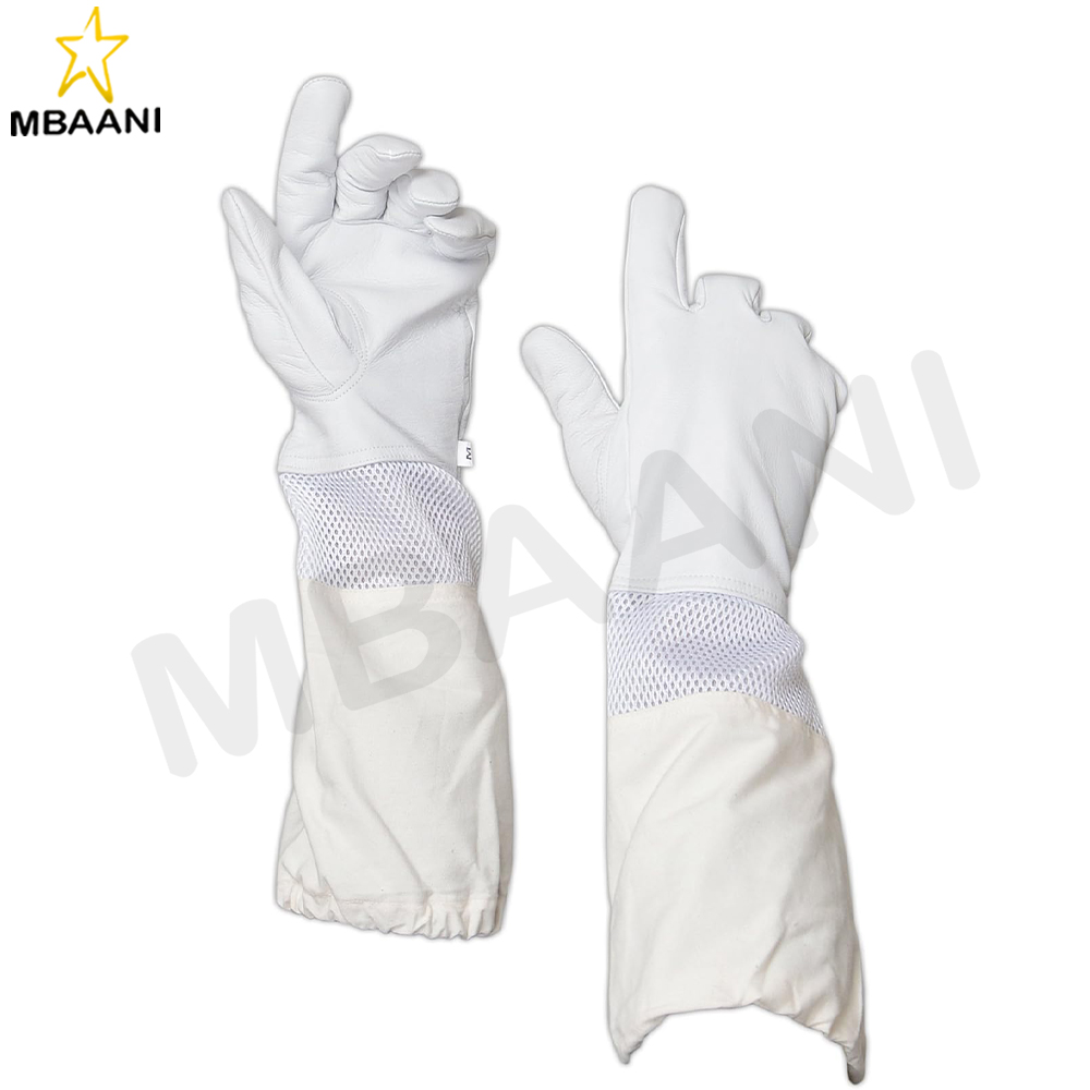 Goatskin Beekeeping Gloves with Three Layer And Full Long Cotton Sleeves.